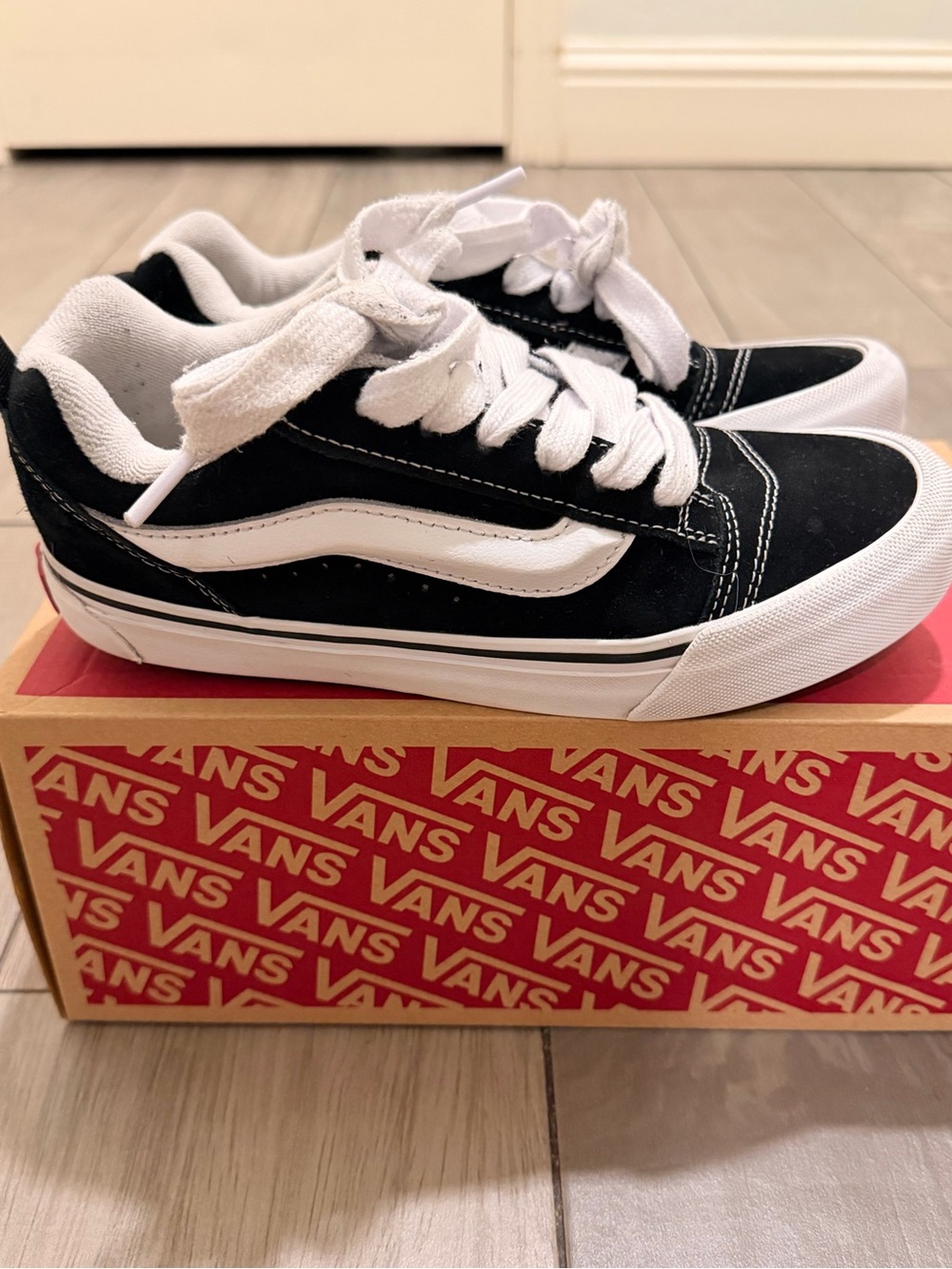 Vans Black and White Knu Skool Shoe Unisex
